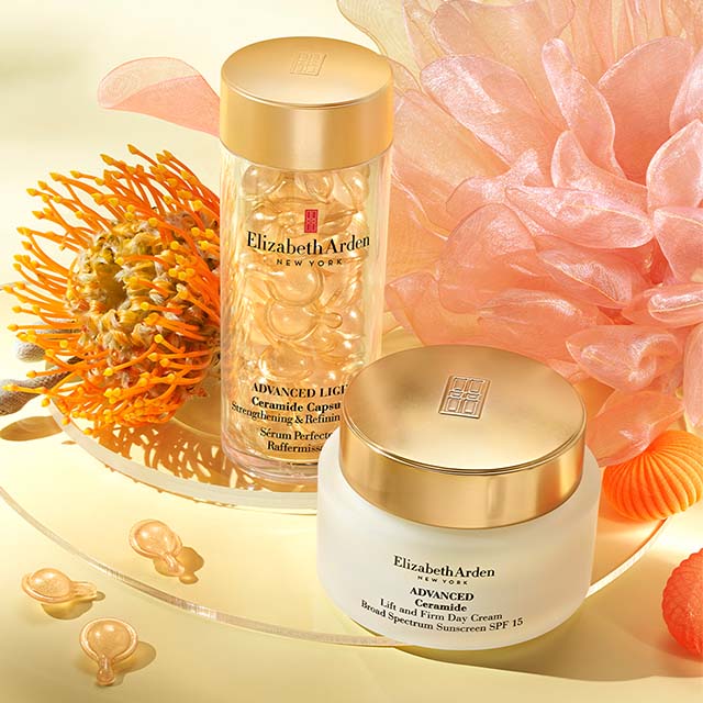 Elizabeth Arden Skincare banner image featuring popular skincare products