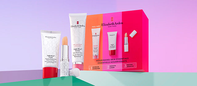 Elizabeth Arden Gift Sets under £50 banner image featuring the Eight Hour® Nourishing Skin Essentials 3-piece gift set