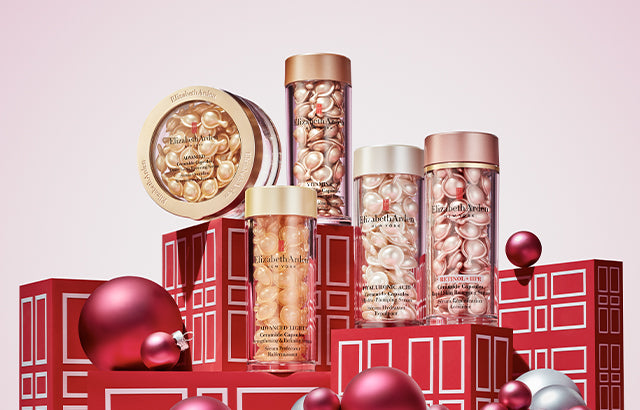 Elizabeth Arden Ceramide Skin Care banner image featuring skin care capsules