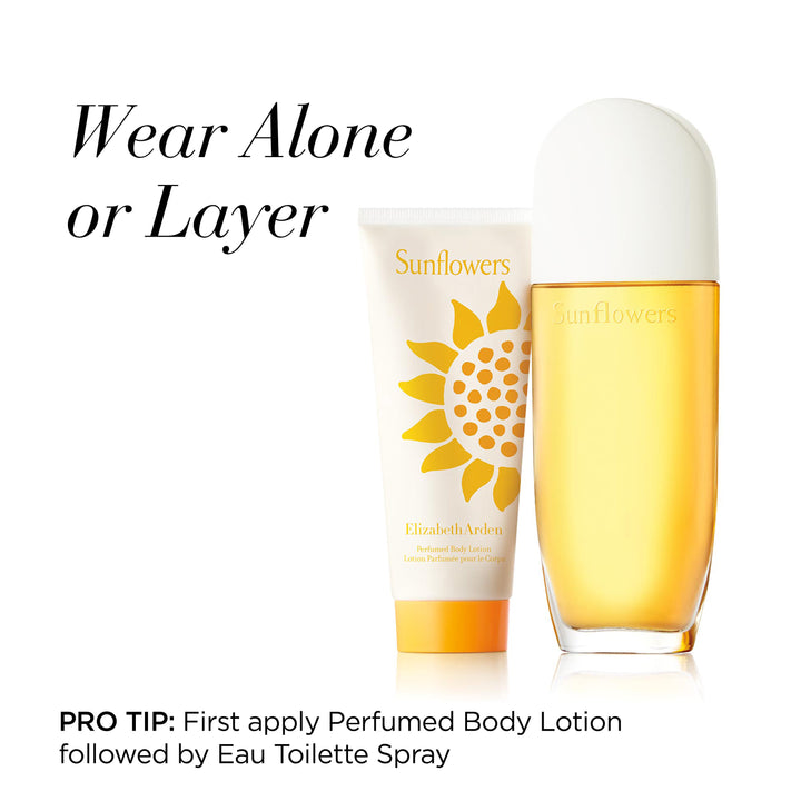 Sunflowers Body Lotion and Fragrance with White Background