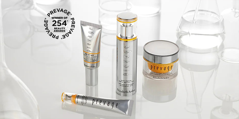 Elizabeth Arden Prevage banner image featuring best selling Prevage products with award